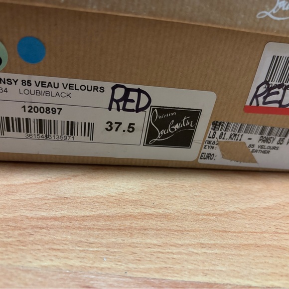 Christian Louboutin Red and Black Peep-Toe Heels - Picture 8 of 9